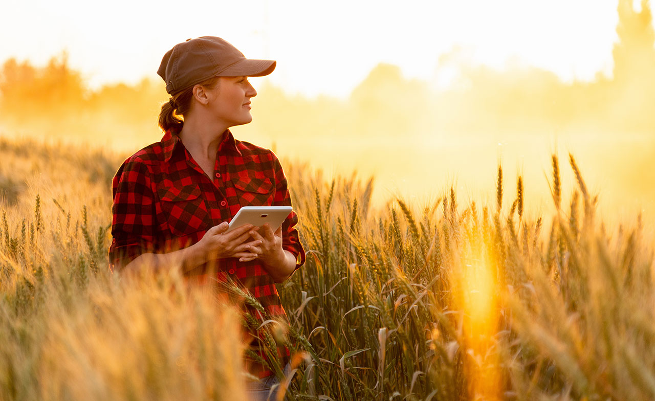 female farmer with tablet