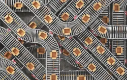 Conveyor belts with cardboard boxes