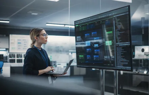 person sitting at desk looking at monitor